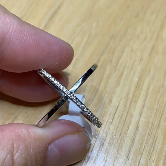 X ring in 14kt white gold plated - Picture 6 of 7